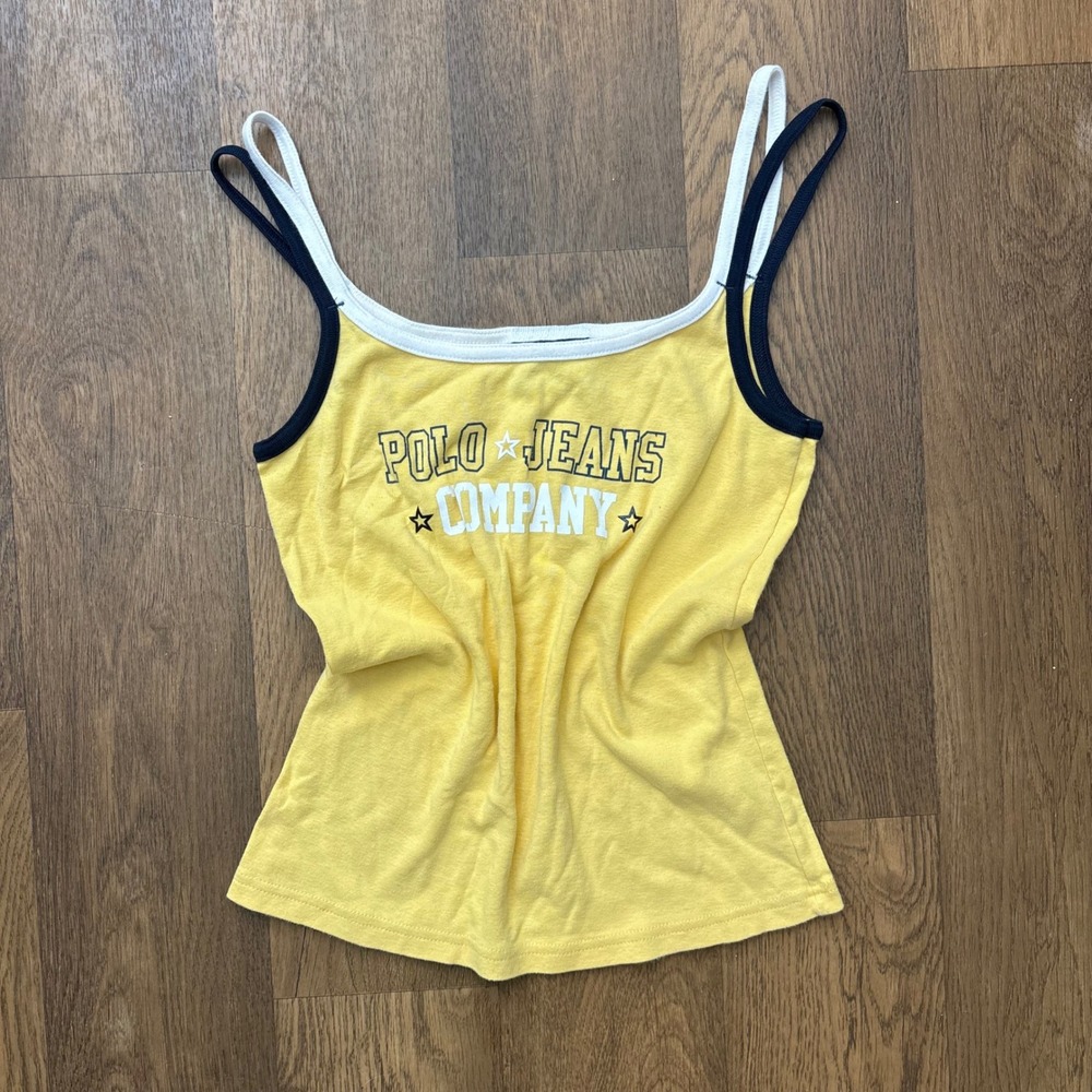 Vintage 1990's Polo Jeans Company Womens Double Strap Star Logo Tank Cami Top